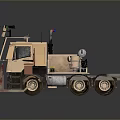 Beige Armored Military Truck With Six Wheels Roof Mounted Equipment And Protective Front Bumper
