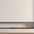 Modern Fireplace Design With White Wall Black Hearth And Burning Flames 3d model