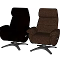 Brown Leather Office Chair With High Back Thick Armrests And Metal Base