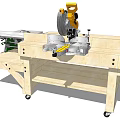 Heavy Duty Industrial Miter Saw With Mobile Wooden Workbench For Woodworking Tasks