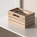 Slatted Wooden Storage Basket With Handles For Home Organization On White Table
