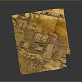 Ancient Architectural Fragment with Weathered Texture and Broken Edges in Yellowish Brown