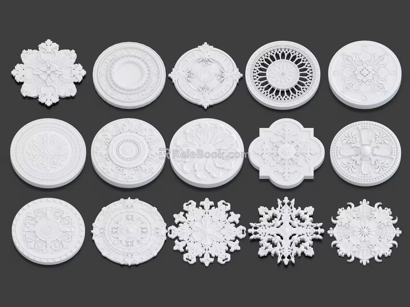 Pattern Carved Corner Gypsum Architectural Decoration 3d model