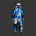 Blue And White Snowflake Pattern Ski Suit With Hooded Design And Winter Outfit