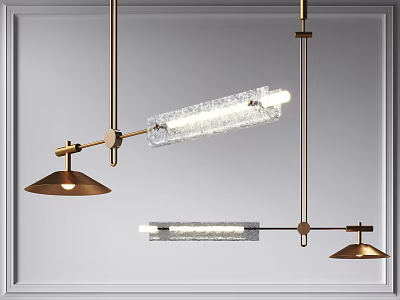 Modern Linear Chandelier With Clear Glass Shade And Brass Metal Frame 3d model