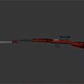 High Quality Vintage Rifle With Red Wooden Stock And Mounted Scope