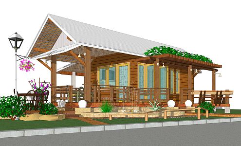 Modern houses, rural self-built houses 3d model