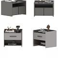 Modern Light Gray Bedside Tables With Drawers And Decorative Items On Top 3d model