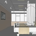 Clean Hospital Ward Interior With White Beds Yellow Blankets Windows And Landscape Paintings