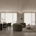 Modern Living and Dining Room Interior With Neutral Sofa Dining Table And TV Unit