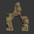 Wood And Stone Decorative Sculpture With Unique Arch Shape And Rough Surface Texture