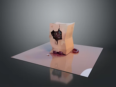 Game Movie Character Themed Damaged Structure With Black Core Red Dripping Liquid On Smooth Platform 3d model