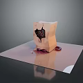 Game Movie Character Themed Damaged Structure With Black Core Red Dripping Liquid On Smooth Platform