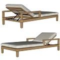 Modern Wooden Lounge Chair With White Cushioned Seat And Adjustable Backrest Design