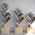 Spiral Wooden Bookshelf With Multiple Layers Filled With Colorful Books