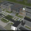 Modern School Buildings With Spacious Campus Plaza Green Spaces And Parking Areas