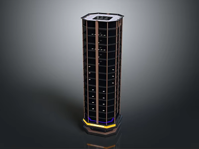 Future Architecture High Rise Tower With Modern Glass Facade And LED Lighting Accents 3d model