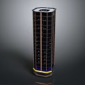 Future Architecture High Rise Tower With Modern Glass Facade And LED Lighting Accents