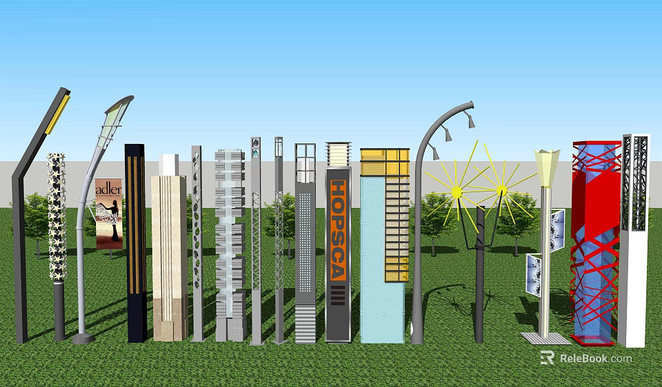 Modern Outdoor Lights With Diverse Styles For Garden And Landscape Decoration 3d model 