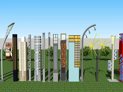 Modern Outdoor Lights With Diverse Styles For Garden And Landscape Decoration 3d model
