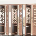 Elegant Wooden Room Divider With Intricate Lattice Patterns And Multiple Panels 3d model