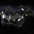 Black Mechanical Armor Clothing With Green Glowing Accents And Futuristic Design