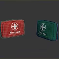 Essential Portable Red And Green First Aid Kits With White Cross Symbol