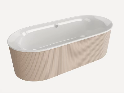 Modern Freestanding Oval Bathtub With Textured Stripe Exterior And White Interior 3d model