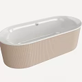 Modern Freestanding Oval Bathtub With Textured Stripe Exterior And White Interior