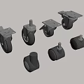 Collection of Various Casters with Metal Brackets and Rubber Wheels
