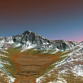 Garden Landscape Design Featuring Snowy Mountain Peaks Green Valleys And Lush Vegetation