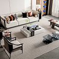 New Chinese Style Sofa Coffee Table Combination Sofa Coffee Table 3d model