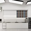 Modern Hair Salon Studio With Silver Cabinets Sofa Barber Chairs Mirrors And Red Decorations
