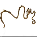 Artistic Golden Mythical Character With Curved Branched Serpent Creature Sculpture Design