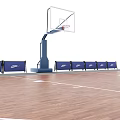 Nike Sports Equipment Including Basketball Hoop And Protective Barriers On Wooden Court