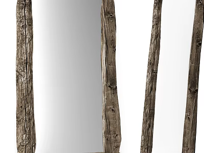 Rustic Wooden Pillar Frame Mirror For Home Wall Decor And Interior 3d model