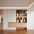 Modern Display Cabinet Design With Open Shelves White Wooden Panels And Decorations
