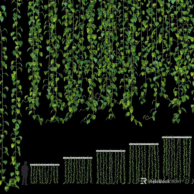Artificial Decorative Hanging Green Vines with Lush Leaves for Wall Decoration 3d model 