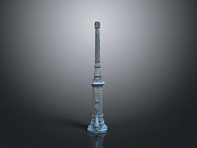 Ancient Stone Pillar Standing In Scenic Historical Landscape With Weathered Texture 3d model