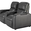 Black Leather Single Sofa Recliner With Comfortable Armrest And Cupholders For Home Theater