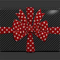 Black Striped Gift Box With Red Polka Dot Bow And Ribbon For Daily Use