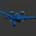 Blue Sci Fi Mechanical Spaceship Model With Wings And Yellow Lights