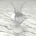 Modern Furniture Vase With Silver Wire Structure And White Base On Marble Floor