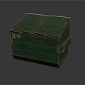 Durable Green Metal Storage Container With Double Lid And Side Emblem