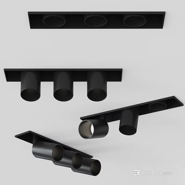 Black Modern Ceiling Lights With Multiple Heads 3d model