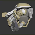 Mechanical Combat Weapon With Multiple Arms Beige Gray Design And Red Accents 3d model