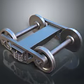 3D Model Of Metal Mechanical Component With Wheels And Industrial Structure Design