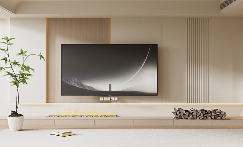 Modern TV Background Wall Cream Style TV Background Wall TV Cabinet TV 3d model