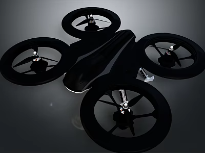 Sleek Black Quadcopter Drone With Four Propellers And Modern Design 3d model