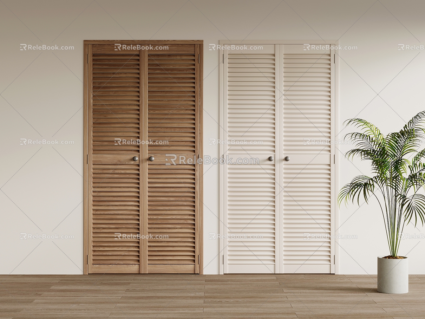 Double-door louver door 3d model